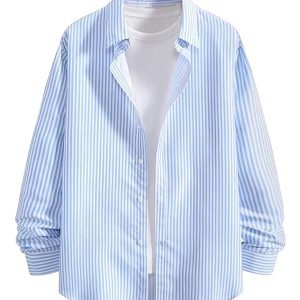 Afflatus Men's Striped Casual Regular Fit Shirt Cotton Blend Stripe Full Sleeve Stylish Shirt for Men