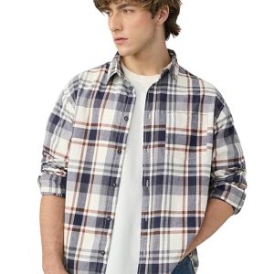 The Souled Store Plaid: Black/Blue/Red Checks Long Sleeve Collared Neck Button Down Cotton Relaxed Fit Shirts for Men and Boys - Classic and Casual Wardrobe Essentials