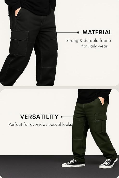 Lymio Cargo for Men | Cotton Cargo Pant | Drawstring Waist Pant - Image 6