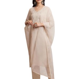 Amazon Brand - Myx Women's Embroidered Kurta Pant Set with Dupatta