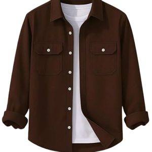 DEELMO Men’s Stylish Cotton Blend Casual Shirt || Full Sleeve Button-Down Shirt with Dual Flap Pockets || Comfortable Breathable Fabric || Perfect for Casual Office and Outing Wear