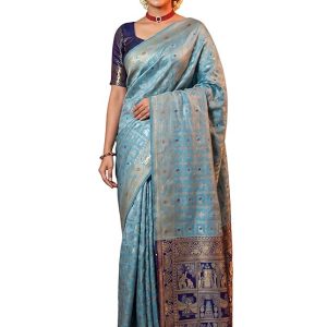 AKHILAM Women's Kanjivaram Pure Soft Silk Saree For Women Saree With Unstitched Blouse Piece |Soft banarasi saree for women|silk saree pure silk
