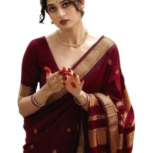 C J Enterprise Women’s Pure Kanjivaram Soft Silk Saree Banarasi Style Ladies Sadi With Blouse Piece for Wedding (Eagle-3-51)