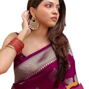 C J Enterprise Women's Pure Kanjivaram Silk Saree Soft Design With Blouse Piece For Wedding (Pari122-51)